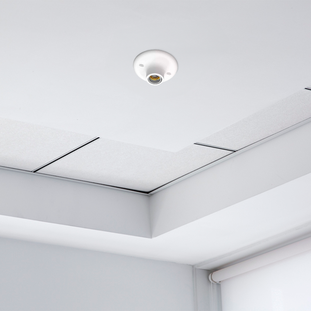 PLAFON PLASTICO C/ BOCAL DE PORCELANA E-27 BRANCO