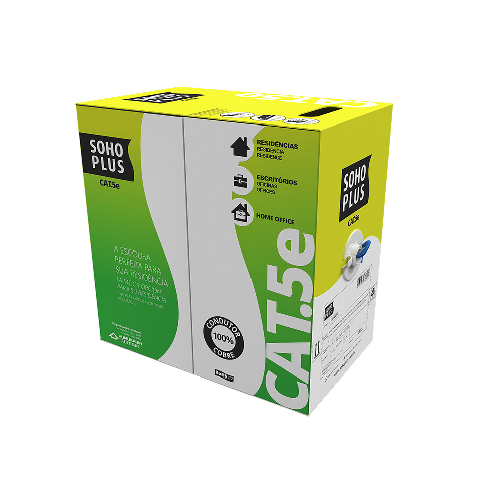 CABO REDE LAN FURUKAWA SOHOPLUS CAT5E UUTP CMX AZUL CLARO CERTIFICADO CX 305M